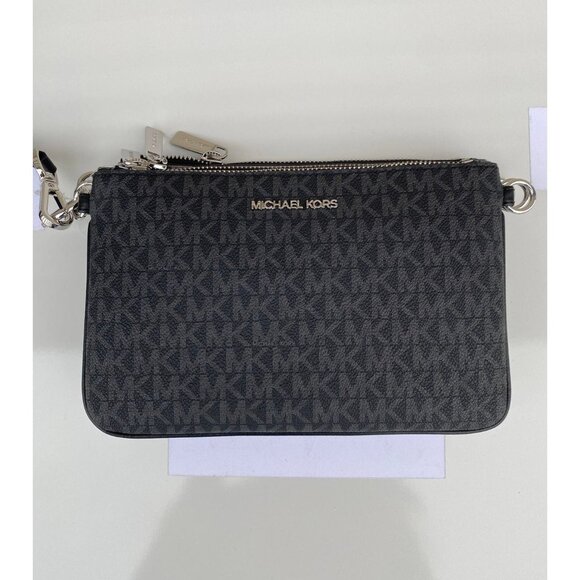 Michael Kors crossbody triple pouch medium MK signature purse black multi - Picture 4 of 11